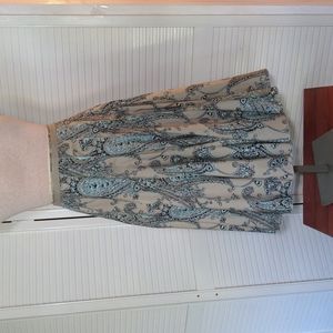 MICHAEL Michael Kors Tan Print Cotton Flared Gored Skirt Size L-XL